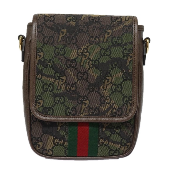 GUCCI GG Canvas Web Sherry Line GUCCIxPALACE Bag Camouflage 723142 Auth 74880S - Picture 13 of 16